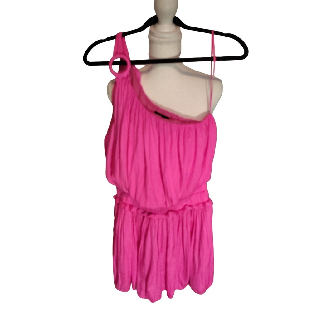 DO+BE Hot Pink One Shoulder Ring Detail Pleated Mini Dress GY1212 Small